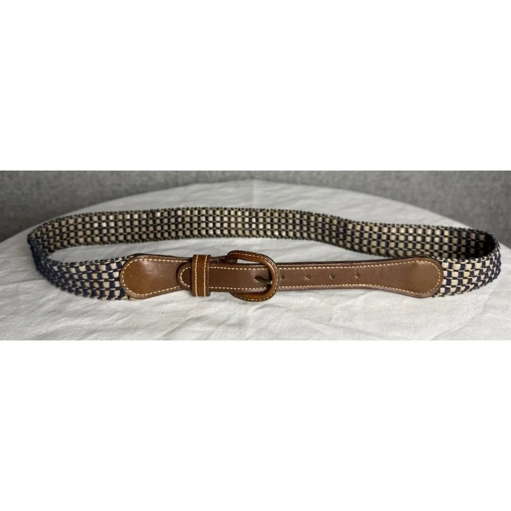 Vintage Boys Golf Belt 28in‎ Waist Canvas Navy Leather Chesapeake Leather Works